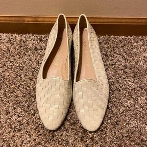 white vintage woven ballet flats/ loafers